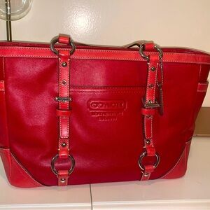 Coach Cherry Red Leather Tote